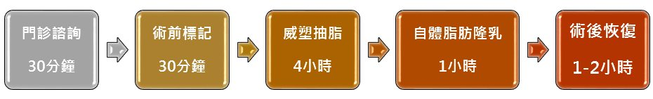 巨星自體脂肪隆乳 手術流程圖 