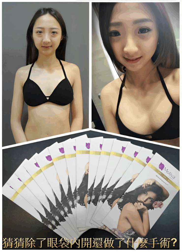 果凍矽膠隆乳術後正面對比參考